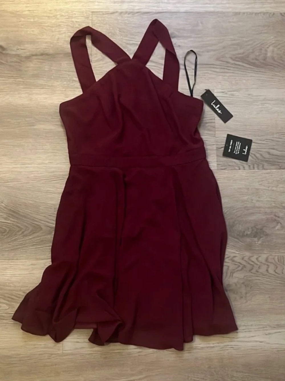 NWT Lulu's Forevermore Skater Halter Mini Dress Large - Picture 5 of 6